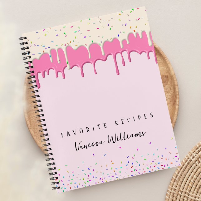 Rezept für rosa Vanille-Frosting-Tropf und Streuse Notizbuch (Von Creator hochgeladen)