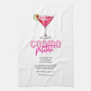 Rezept für rosa Watercolor-Cocktail Cosmopolitan  Geschirrtuch