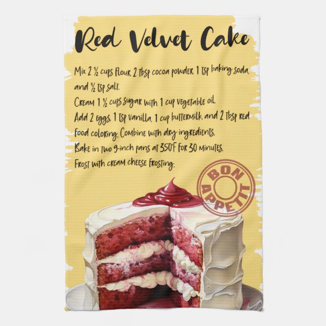 Rezept für Rote-Velvet-Torte Geschirrtuch (Vertikal)