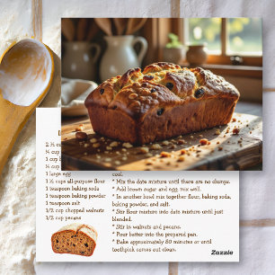 Rezept für selbstgemachtes Dattelnussbrot Postkarte