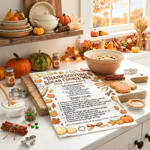Rezept für Thanksgiving-Zuckerplätzchen-Mischung Geschirrtuch