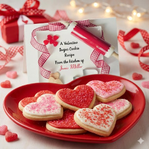 Rezept für Valentinstag-Zuckerkekse Postkarte
