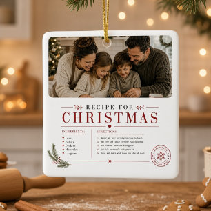 Rezept für Weihnachten Personalisiertes Familienfo Keramikornament