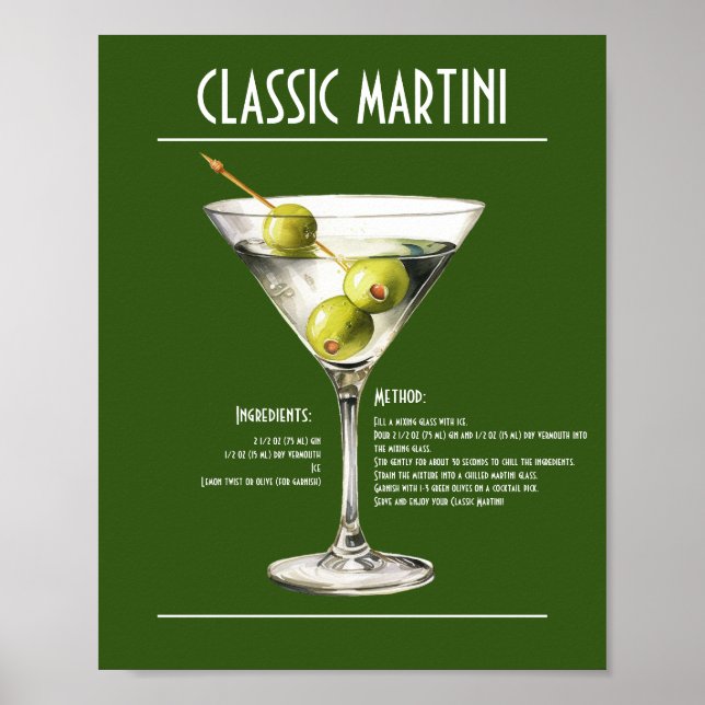Rezept Gin Martini Poster (Vorne)