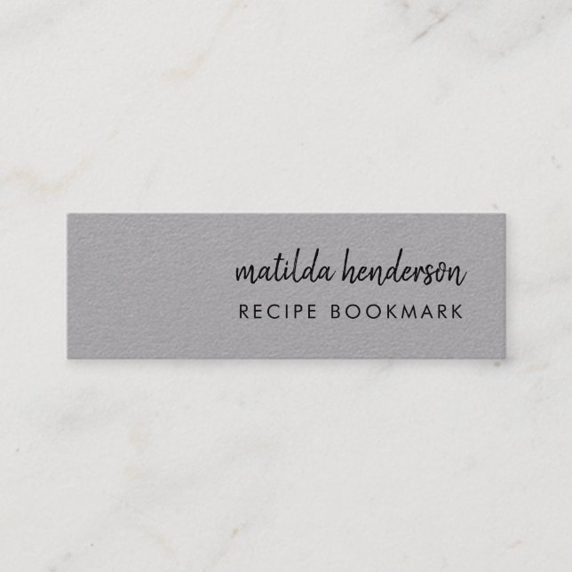 Rezept | Graue Rezepte Mini Lesezeichen Card Mini Visitenkarte (Vorderseite)