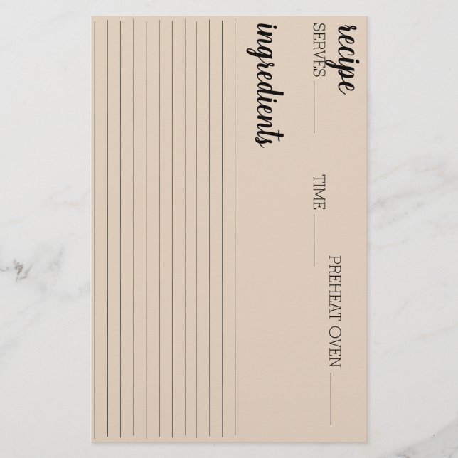 Rezept-Karte Briefpapier (Vorderseite)