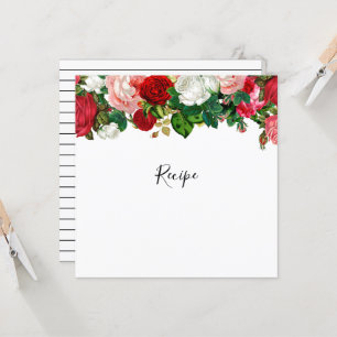 Rezept-Karte Burgund und Rosa Blumengarten