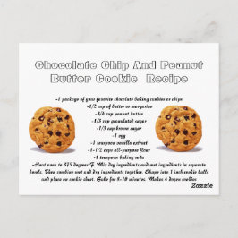 Rezept-Karte Chocolate Chip Erdnuss Butter Cookie Postkarte