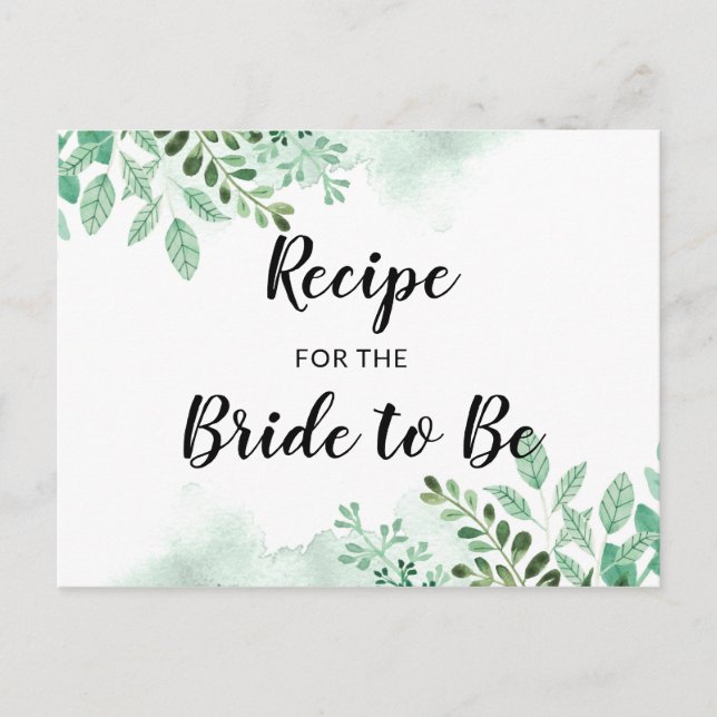 Rezept-Karte des botanischen Brautparty frisch Fol Postkarte (Vorderseite)