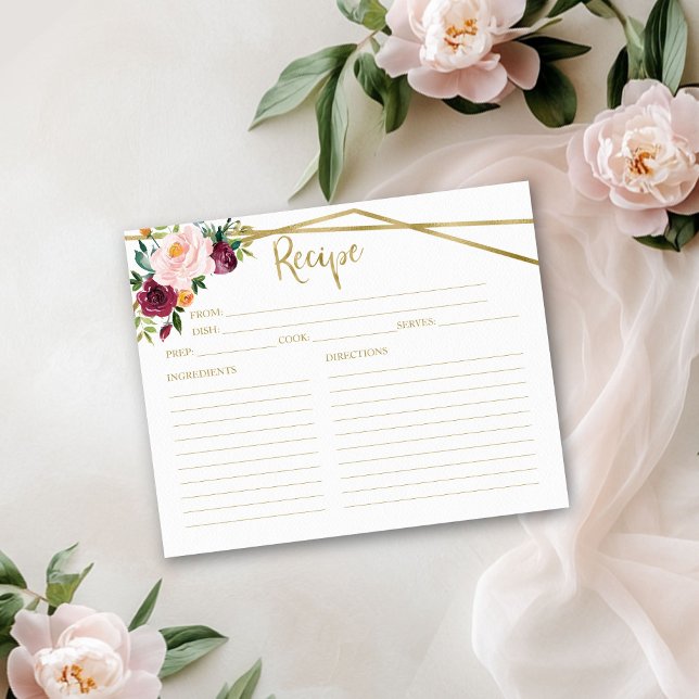 Rezept-Karte für das blütenfarbene Burgund-Brautpa (Von Creator hochgeladen)