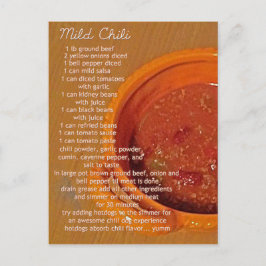 Rezept-Karte für milden Chili Postkarte
