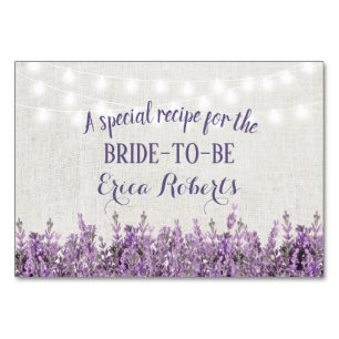 Rezept-Karte   Lavender Floral Elegante Linen Tischnummer
