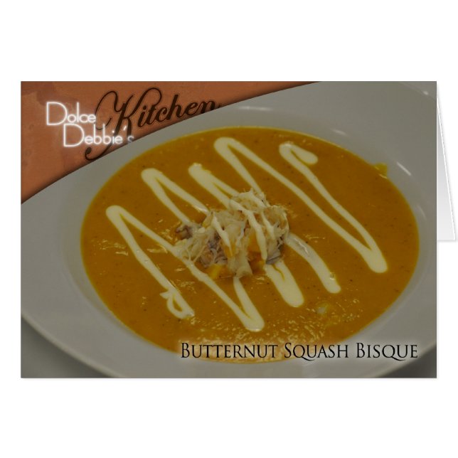 Rezept-Karte - Moschuskürbis-Fischcremesuppe (Vorderseite (Horizontal))