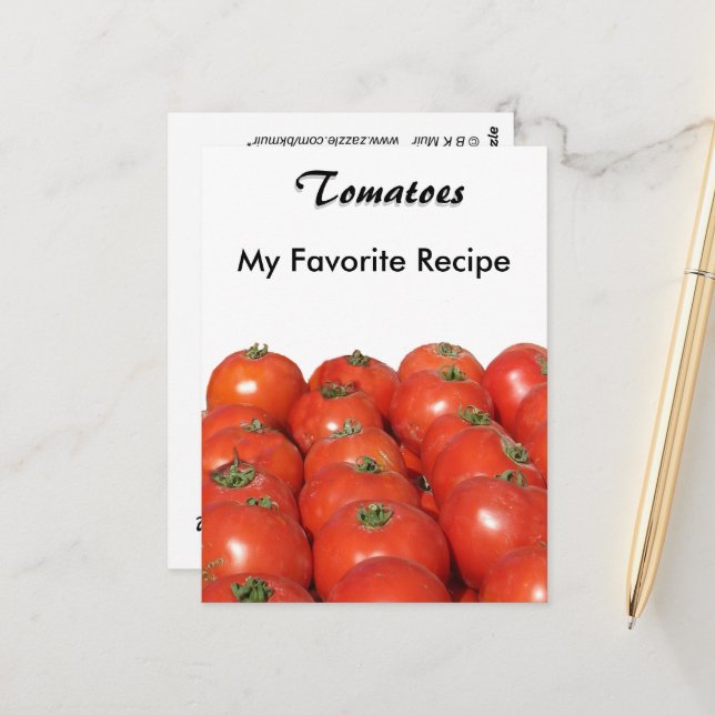 Rezept-Karte - Tomaten Postkarte (Vorderseite/Rückseite Beispiel)
