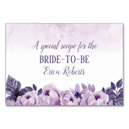 Rezept-Karte | Wasserfarbene Lila Blumenart Tischnummer