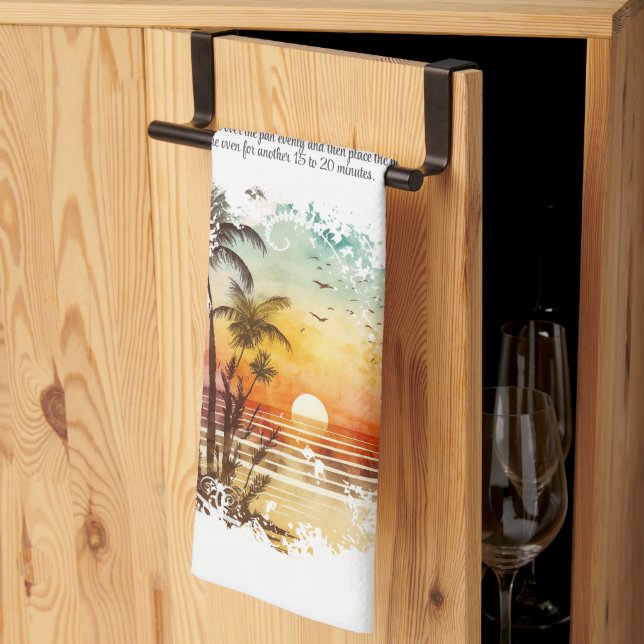 Rezept Keepake Beach Thema Sunset Geschenk Geschirrtuch (Drittel gefaltet)