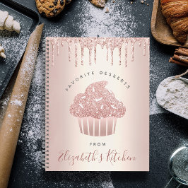 Rezept Kochbuch Cupcake Bäckerei Rose Gold Glitzer Notizbuch
