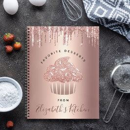 Rezept Kochbuch Cupcake Rose Gold Kupfer Glitzer Notizbuch