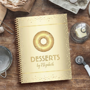 Rezept Kochbuch Gold Glitzer Donuss moderne schick Notizbuch