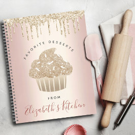 Rezept Kochbuch Gold Glitzer Kuchen Bäckerei Rosa Notizbuch