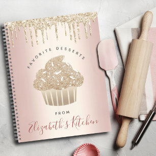 Rezept Kochbuch Gold Glitzer Kuchen Bäckerei Rosa Notizbuch