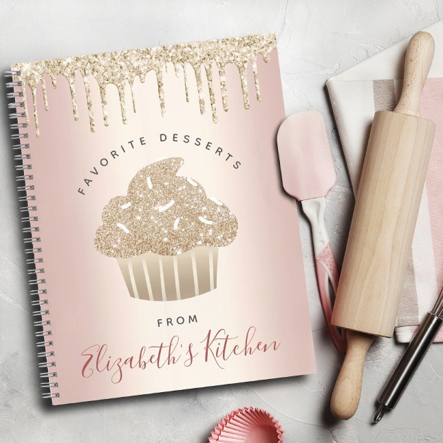 Rezept Kochbuch Gold Glitzer Kuchen Bäckerei Rosa Notizbuch (Von Creator hochgeladen)