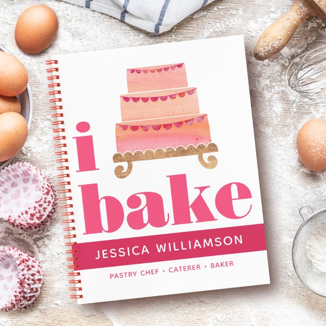 Rezept Kochbuch Kuchen Rosa Orange Gold Bake Moder Notizbuch (Von Creator hochgeladen)