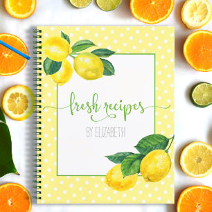 Rezept-Kochbuch, Land-Limonen-Aquarell, Punkte Notizbuch