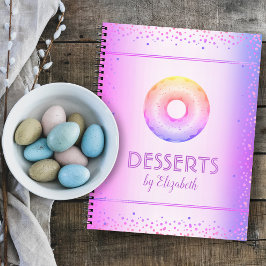 Rezept Kochbuch lila Regenbogen Glitzer Donut Notizbuch