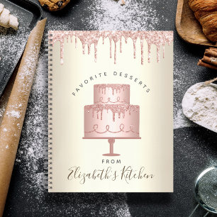 Rezept Kochbuch Pink Kuchen Bäckerei Glitzer Tropf Notizbuch