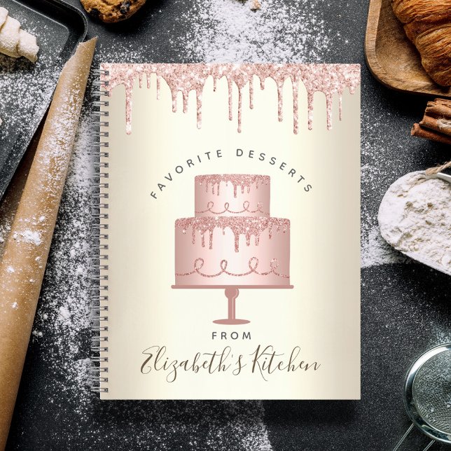 Rezept Kochbuch Pink Kuchen Bäckerei Glitzer Tropf Notizbuch (Von Creator hochgeladen)