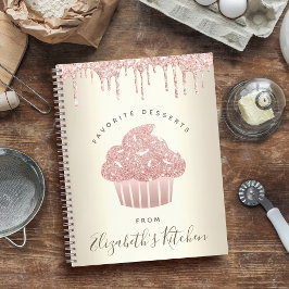 Rezept Kochbuch Rosa Glitzer Kuchen Bäckerei Gold Notizbuch
