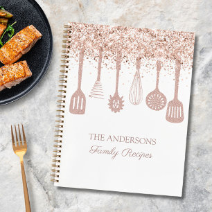 Rezept Kochbuch Roségold Glitter Küchenutensilien Notizbuch