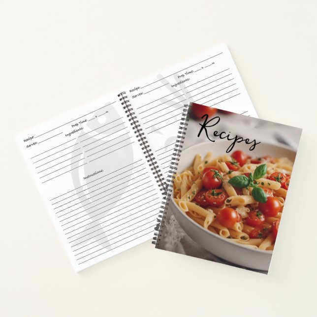 Rezept-Notebook mit Nudeln und Tomaten Notizbuch (Innenseite)