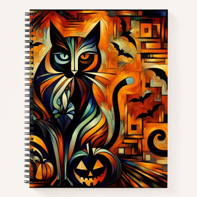 Rezept-Notebook zu Halloween Cat Bullet Line Notizbuch (Vorderseite)