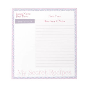 Rezept Notepad im Baby Pink Geo Muster Notizblock