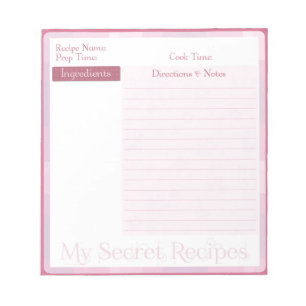 Rezept Notepad im Baby Pink Muster Notizblock