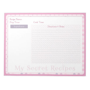 Rezept Notepad in Sweet Pink Dots Notizblock