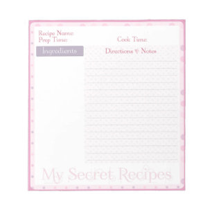Rezept Notepad in Sweet Pink Dots Notizblock