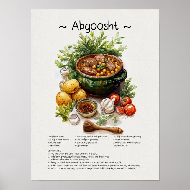 Rezept Poster - Persische Lebensmitteltäuschung (Vorne)