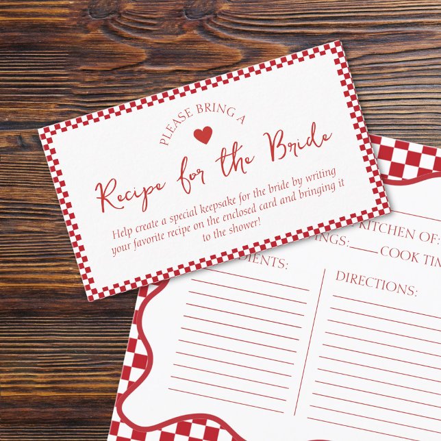 Rezept Request Card for This's Amore Brautparty Begleitkarte (Invite guests to share their favorite recipes with this adorable, red-checkered bridal shower card.)