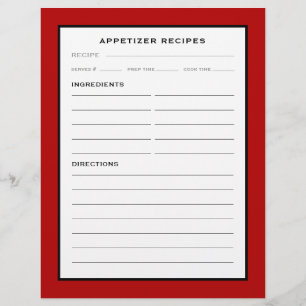 Rezept-Seite   Appetithappen   Rot Schwarz/Weiß