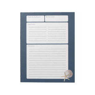 Rezept Seite Blue Sand Dollar und Starfish Notizblock