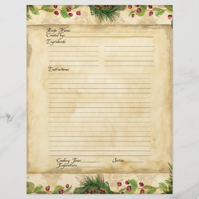 Rezept Seite Familie Weihnachtskochbuch Rezept (Vorderseite)