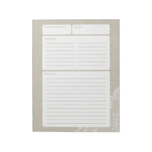 Rezept Seite Light Burlap und Lace Notizblock