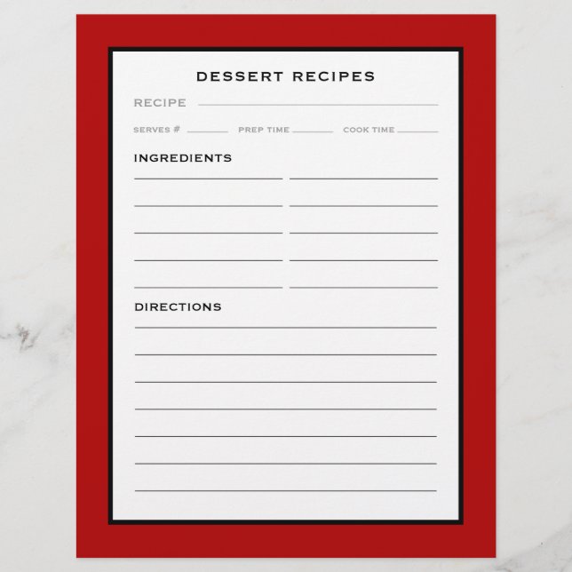Rezept-Seite | Nachtisch | Einfach Rot Schwarz/Wei (Vorderseite)