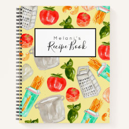 Rezeptbuch für gelbe Aquarellbilder Notizbuch
