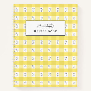 Rezeptbuch mit individuellem Monogramm und Zitrone Notizbuch