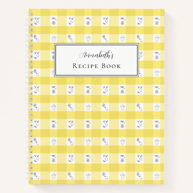 Rezeptbuch mit individuellem Monogramm und Zitrone Notizbuch (Vorderseite)