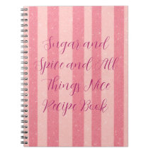 Rezeptbuch mit rosa Candy Stripe